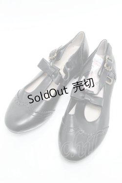 画像1: m petit by misako / AMPUリボンストラップパンプス  黒 S-25-05-22-1031-LO-SH-HR-ZS