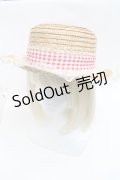 Angelic Pretty / LovelyチェックストローHat  オフｘ赤 S-25-05-22-011-AP-AC-AS-ZS