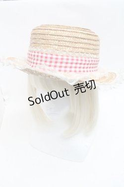 画像1: Angelic Pretty / LovelyチェックストローHat  オフｘ赤 S-25-05-22-011-AP-AC-AS-ZS
