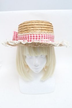 画像2: Angelic Pretty / LovelyチェックストローHat  オフｘ赤 S-25-05-22-011-AP-AC-AS-ZS