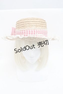 画像2: Angelic Pretty / LovelyチェックストローHat  オフｘ赤 S-25-05-22-011-AP-AC-AS-ZS