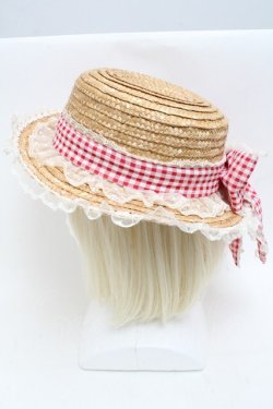 画像3: Angelic Pretty / LovelyチェックストローHat  オフｘ赤 S-25-05-22-011-AP-AC-AS-ZS