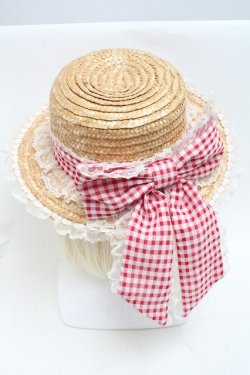 画像4: Angelic Pretty / LovelyチェックストローHat  オフｘ赤 S-25-05-22-011-AP-AC-AS-ZS