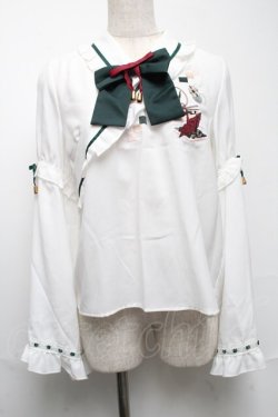 画像1: Amavel / 千代紙あそびの折鶴ブラウス  白ｘグリーン S-25-05-22-017-CA-BL-AS-ZS