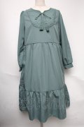 axes femme / 連リボンレース切替ワンピース  グリーン S-25-05-22-021-AX-OP-HR-ZS
