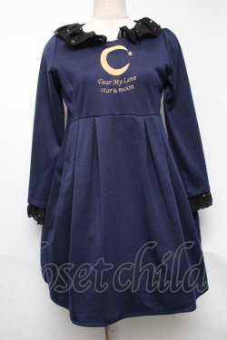 画像1: DearMyLove / 月刺繍ドリーミーワンピース  紺 S-25-05-22-028-EL-OP-HR-ZS