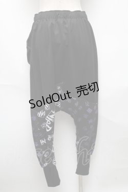 画像2: NieR Clothing / プリント切替サルエルパンツ  黒 S-25-05-22-043-PU-PA-AS-ZS