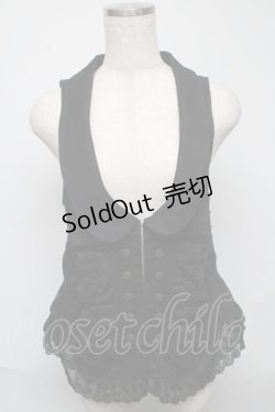 画像1: axes femme / ブローチ付きベスト  黒 S-25-05-23-053-AX-TO-AS-ZS