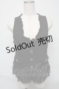 axes femme / 裾レースベスト  黒 S-25-05-23-055-AX-TO-AS-ZS