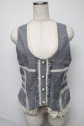 axes femme / レース配色ベスト  ブルー S-25-05-23-060-AX-BL-AS-ZS