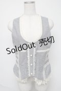 axes femme / レース配色ベスト  ブルー S-25-05-23-060-AX-BL-AS-ZS