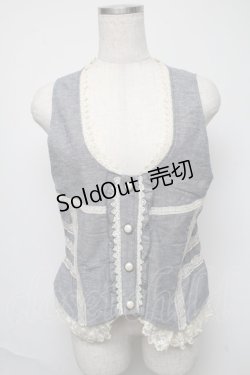 画像1: axes femme / レース配色ベスト  ブルー S-25-05-23-060-AX-BL-AS-ZS