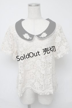 画像1: axes femme / 総レース衿付きトップス  オフ S-25-05-23-010-AX-BL-AS-ZS