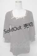 axes femme / リボン付き七分袖インナープルオーバー  ブラウン S-25-05-23-012-AX-TO-AS-ZS