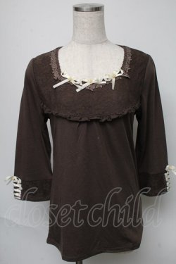 画像1: axes femme / リボン付き七分袖インナープルオーバー  ブラウン S-25-05-23-012-AX-TO-AS-ZS