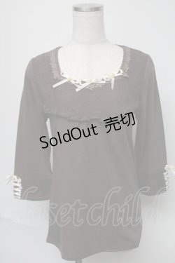 画像1: axes femme / リボン付き七分袖インナープルオーバー  ブラウン S-25-05-23-012-AX-TO-AS-ZS