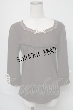 画像1: axes femme / リボン付き七分袖インナープルオーバー  ブラウン S-25-05-23-013-AX-TO-AS-ZS