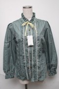 axes femme / 先染めストライプブラウス  グリーン S-25-05-23-021-AX-BL-AS-ZS