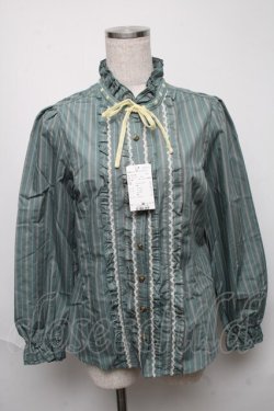 画像1: axes femme / 先染めストライプブラウス  グリーン S-25-05-23-021-AX-BL-AS-ZS
