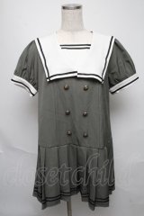 Amavel / 配色セーラーワンピース  カーキ S-25-05-23-023-CA-OP-HR-ZS