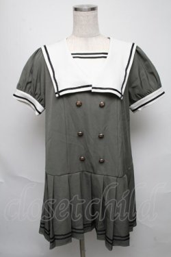画像1: Amavel / 配色セーラーワンピース  カーキ S-25-05-23-023-CA-OP-HR-ZS