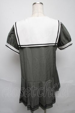 画像2: Amavel / 配色セーラーワンピース  カーキ S-25-05-23-023-CA-OP-HR-ZS