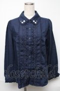 axes femme / 巻きバラ付きブラウス  紺 S-25-05-23-025-AX-BL-AS-ZS