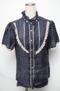 axes femme / スパンボイルパフ袖ブラウス  紺 S-25-05-23-026-AX-BL-AS-ZS
