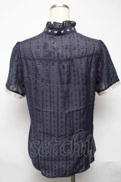 画像2: axes femme / スパンボイルパフ袖ブラウス  紺 S-25-05-23-026-AX-BL-AS-ZS