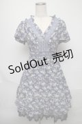axes femme / ローズリーフ柄ティアードワンピース  ブルー S-25-05-23-027-AX-OP-AS-ZS