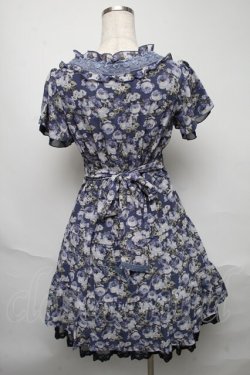 画像2: axes femme / ローズリーフ柄ティアードワンピース  ブルー S-25-05-23-027-AX-OP-AS-ZS