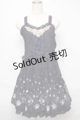 axes femme / 壁紙花パネル消しプリーツワンピース  紺 S-25-05-23-040-AX-OP-AS-ZS