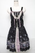 axes femme / 花リース柄ワンピース  黒 S-25-05-23-042-AX-OP-AS-ZS