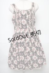 axes femme / お花モチーフ付き花柄ワンピース  黒 S-25-05-24-049-AX-OP-AS-ZS