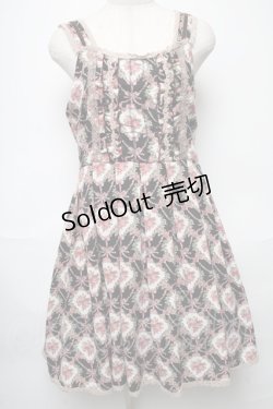 画像1: axes femme / お花モチーフ付き花柄ワンピース  黒 S-25-05-24-049-AX-OP-AS-ZS