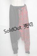 Drug Honey / チェック切替サルエルパンツ  赤ｘ黒 S-25-05-24-054-PU-PA-AS-ZS