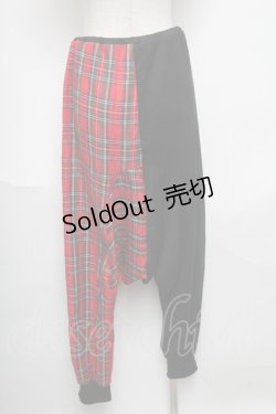 画像2: Drug Honey / チェック切替サルエルパンツ  赤ｘ黒 S-25-05-24-054-PU-PA-AS-ZS