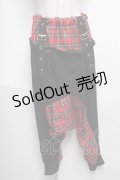 Drug Honey / チェック切替サルエルパンツ  赤ｘ黒 S-25-05-24-055-PU-PA-AS-ZS