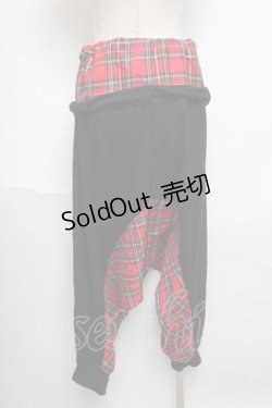 画像2: Drug Honey / チェック切替サルエルパンツ  赤ｘ黒 S-25-05-24-055-PU-PA-AS-ZS