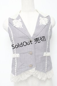 axes femme / レースデザインベスト  青 S-25-05-24-008-AX-TO-AS-ZS