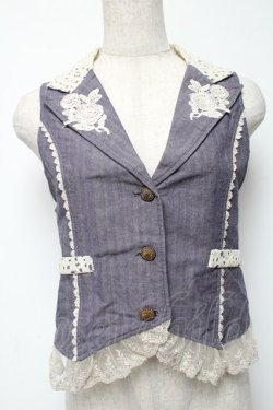 画像1: axes femme / レースデザインベスト  青 S-25-05-24-008-AX-TO-AS-ZS