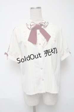 画像1: axes femme POETIQUE / カラーリボン刺 半袖ブラウス  キナリ S-25-05-24-012-AX-BL-HR-ZS