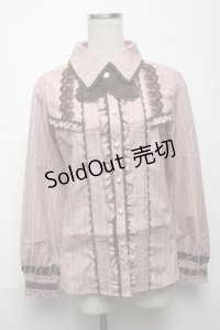 axes femme / タイ付きジャガードブラウス  ピンク S-25-05-24-021-AX-BL-AS-ZS