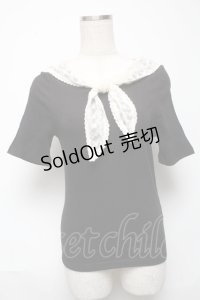 Fi.n.t / レーススカーフ衿テレコT  黒 S-25-05-24-026-CA-TO-HR-ZS