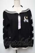 LISTEN FLAVOR / 刺繍セーラー襟パーカー  黒 S-25-05-24-029-PU-TO-HR-ZS