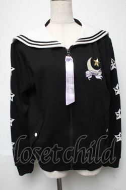 画像1: LISTEN FLAVOR / 刺繍セーラー襟パーカー  黒 S-25-05-24-029-PU-TO-HR-ZS