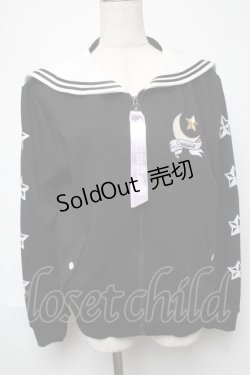 画像1: LISTEN FLAVOR / 刺繍セーラー襟パーカー  黒 S-25-05-24-029-PU-TO-HR-ZS