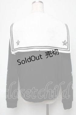 画像2: LISTEN FLAVOR / 刺繍セーラー襟パーカー  黒 S-25-05-24-029-PU-TO-HR-ZS