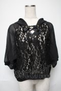 axes femme / フード付異素材組み合わせプルオーバー  黒 S-25-05-24-030-AX-TO-AS-ZS
