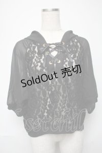 axes femme / フード付異素材組み合わせプルオーバー  黒 S-25-05-24-030-AX-TO-AS-ZS